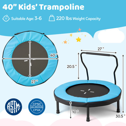 40 Inch Trampoline for Kids Indoor Outdoor Fitness Trampoline-Blue
