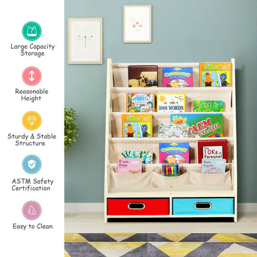 Kids Book and Toys Organizer Shelves-Beige