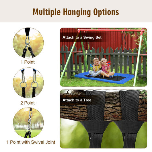 60 Inches Platform Tree Swing Outdoor with  2 Hanging Straps-Blue