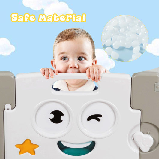 14-Panel Foldable Baby Playpen Kids Activity Centre-Green