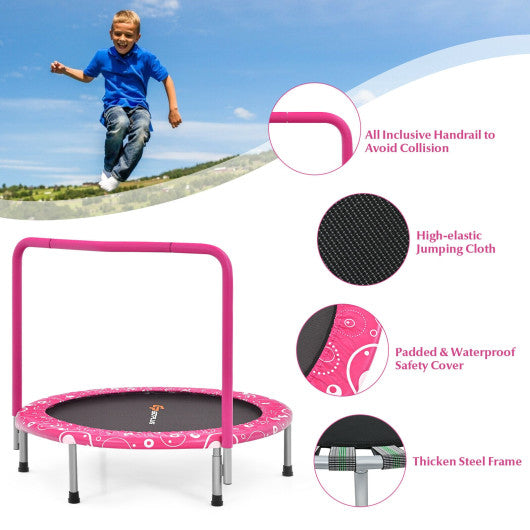 36 Inch Kids Trampoline Mini Rebounder with Full Covered Handrail-Pink