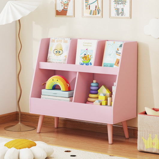 5-Cube Kids Bookshelf and Toy Organizer with Anti-Tipping Kits-Pink