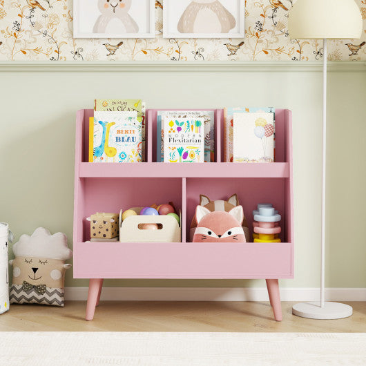 5-Cube Kids Bookshelf and Toy Organizer with Anti-Tipping Kits-Pink
