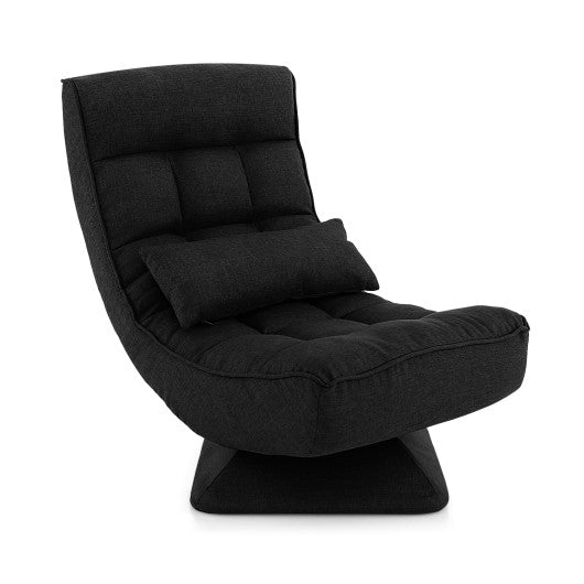 5-Level Adjustable 360¡ã Swivel Floor Chair with Massage Pillow-Black