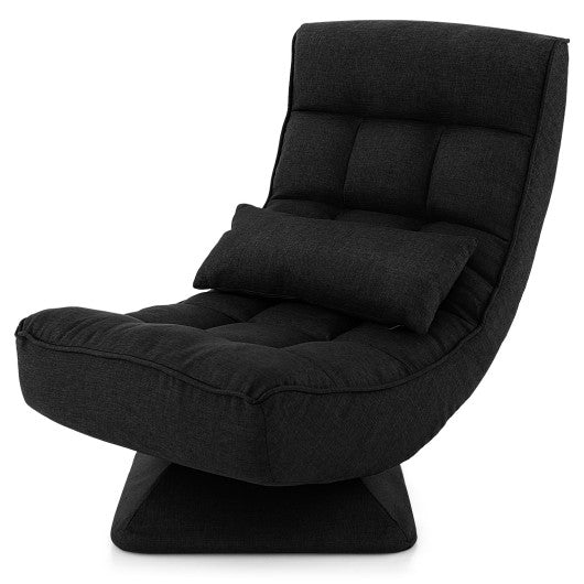 5-Level Adjustable 360¡ã Swivel Floor Chair with Massage Pillow-Black
