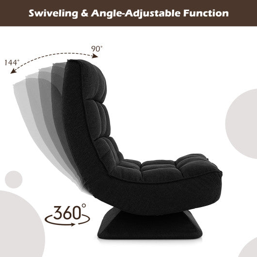 5-Level Adjustable 360¡ã Swivel Floor Chair with Massage Pillow-Black