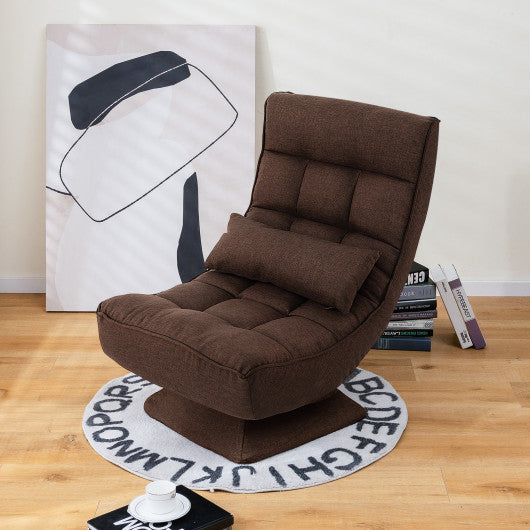 5-Level Adjustable 360¡ã Swivel Floor Chair with Massage Pillow-Brown