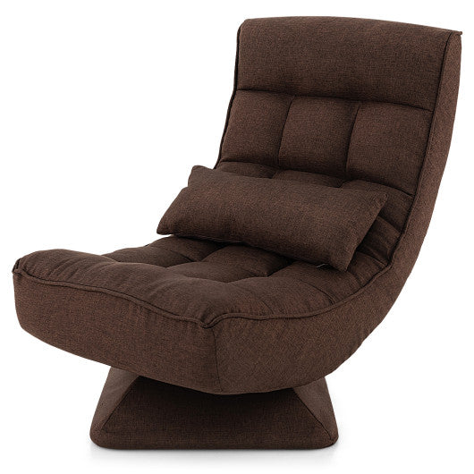 5-Level Adjustable 360¡ã Swivel Floor Chair with Massage Pillow-Brown