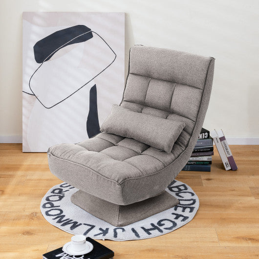 5-Level Adjustable 360¡ã Swivel Floor Chair with Massage Pillow-Gray