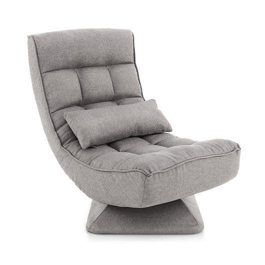 5-Level Adjustable 360¡ã Swivel Floor Chair with Massage Pillow-Gray