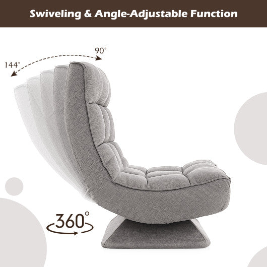 5-Level Adjustable 360¡ã Swivel Floor Chair with Massage Pillow-Gray