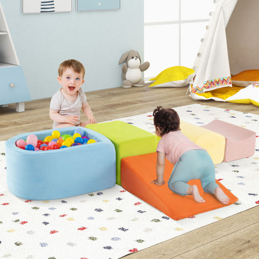5-Piece Climb and Crawl Playset with Ball Pit for Kids-Multicolor