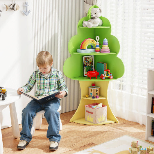 5-Tier Children Book Display Rack with Anti-toppling System-Green