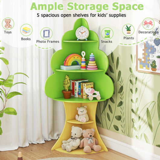 5-Tier Children Book Display Rack with Anti-toppling System-Green