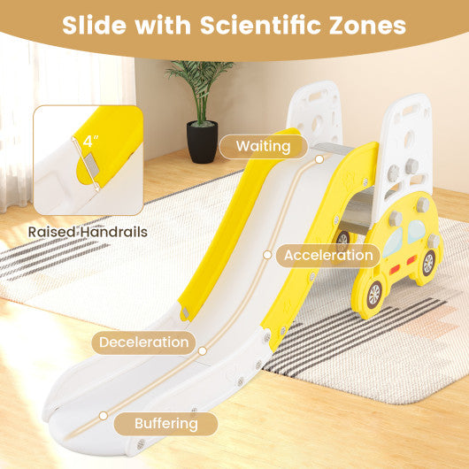 5 in 1 Convertible Toddler Slide Set Kids Art Easel with Stool and Book Rack-Yellow