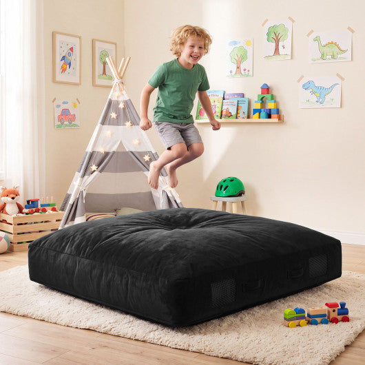 60 Inch Crash Pad for Kids Sensory Foam Crash Mat with Velvet Cover-Black