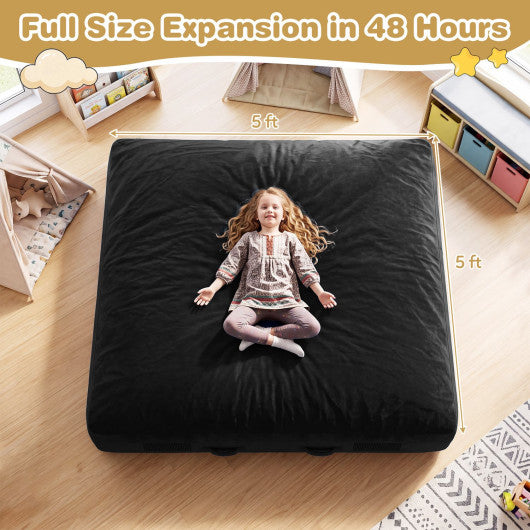 60 Inch Crash Pad for Kids Sensory Foam Crash Mat with Velvet Cover-Black