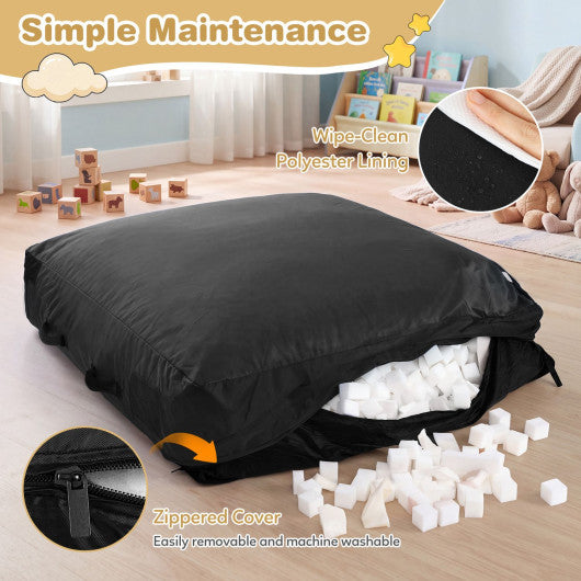 60 Inch Crash Pad for Kids Sensory Foam Crash Mat with Velvet Cover-Black