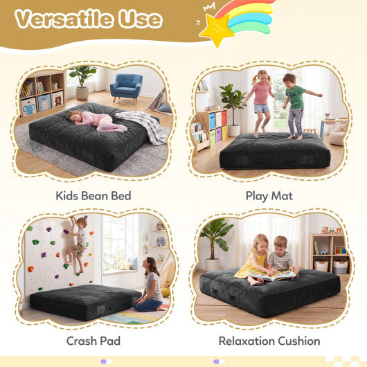 60 Inch Crash Pad for Kids Sensory Foam Crash Mat with Velvet Cover-Black