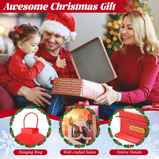 61 Inch Christmas Musical Street Lamp Post with Detachable Snow Globe Lantern-Red