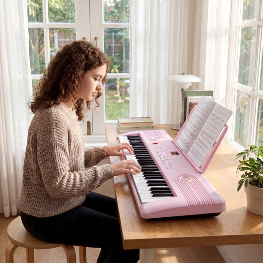 61 Key Electric Portable Digital Keyboard Piano for Beginner-Pink