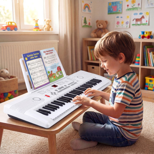 61 Key Electric Portable Digital Keyboard Piano for Beginner-White