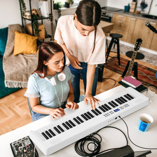 61-Key Foldable Piano Keyboard Full-size Electronic Keyboard with MIDI and Split Function-White