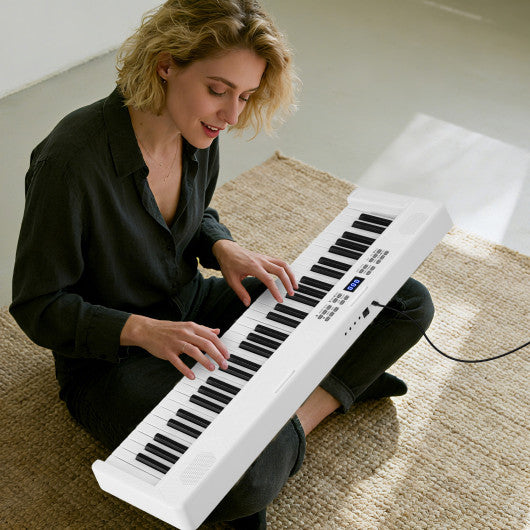 61-Key Foldable Piano Keyboard Full-size Electronic Keyboard with MIDI and Split Function-White