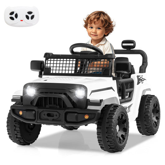 12V Kids Ride on Truck Car Battery Powered Electric Vehicle-White