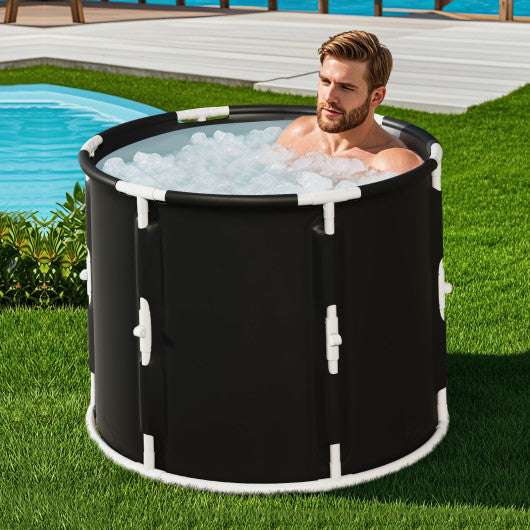 66 Gal Foldable Ice Bath Tub with Lid for Adult