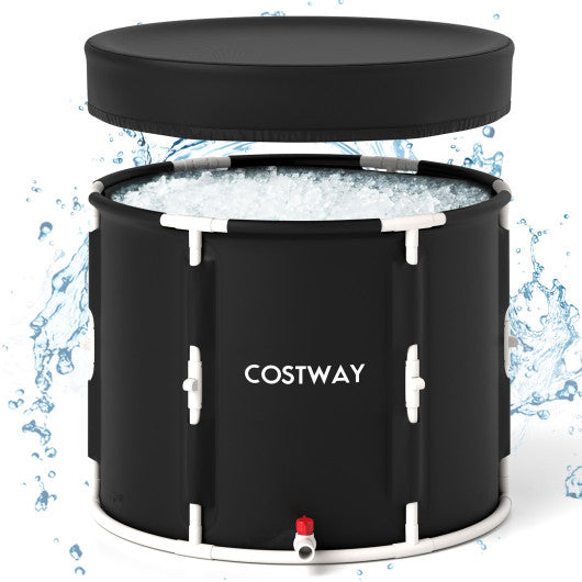 66 Gal Foldable Ice Bath Tub with Lid for Adult