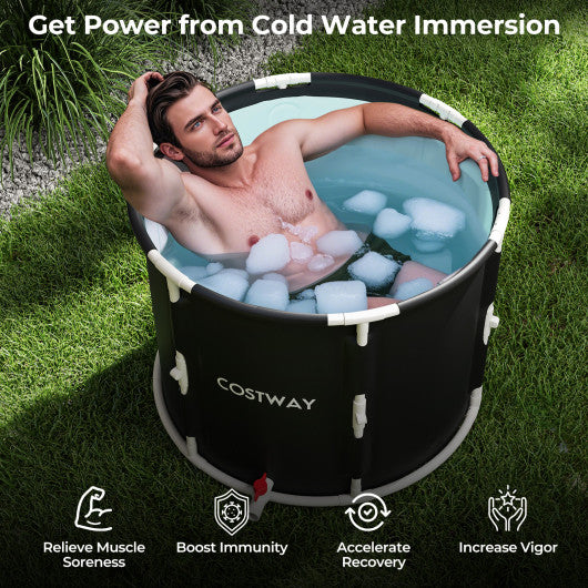 66 Gal Foldable Ice Bath Tub with Lid for Adult