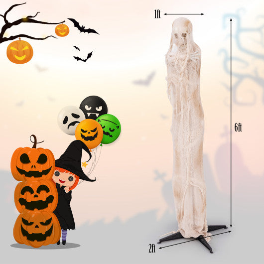 6FT Halloween Animated Standing Mummy with LED Red Glowing Eyes
