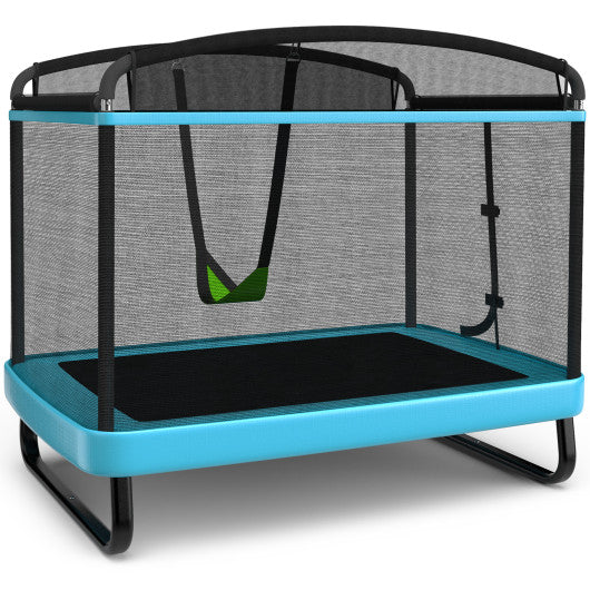 6 Feet Kids Entertaining Trampoline with Swing Safety Fence-Blue