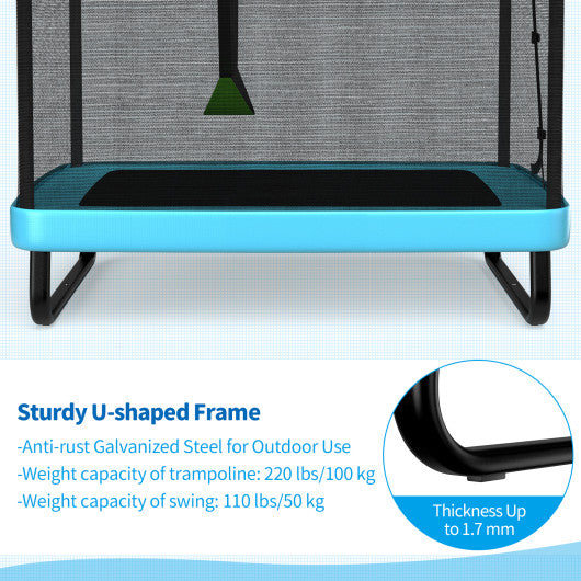 6 Feet Kids Entertaining Trampoline with Swing Safety Fence-Blue