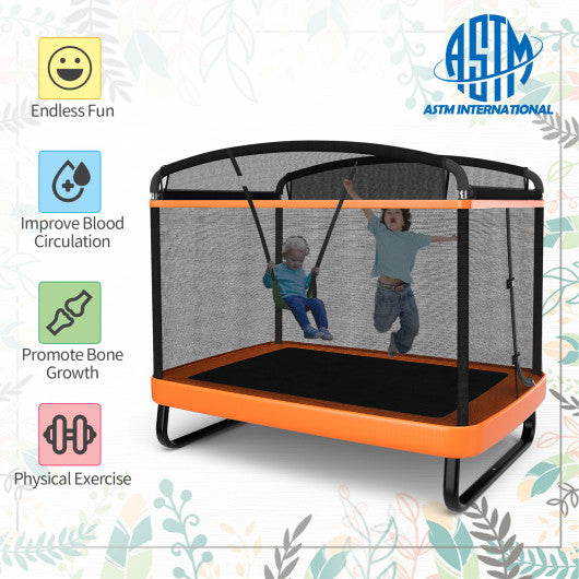 6 Feet Kids Entertaining Trampoline with Swing Safety Fence-Orange