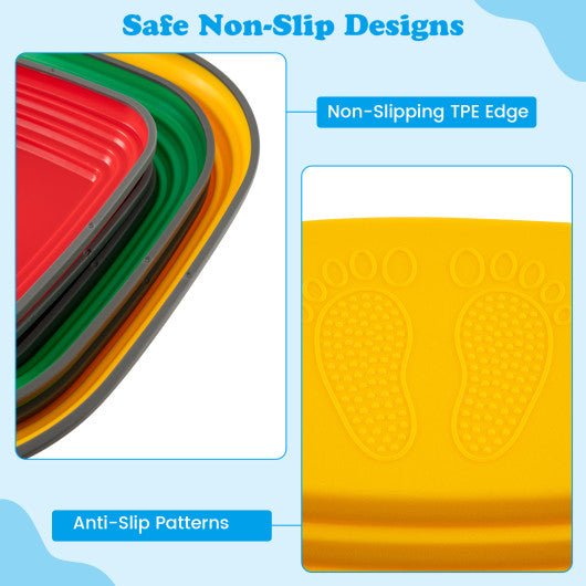 6 Pieces Kids Stepping Stone Square Balance Blocks Indoor Outdoor-Multicolor