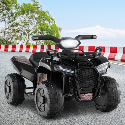 6V Kids ATV Quad Electric Ride On Car with LED Light and MP3-Solid Black
