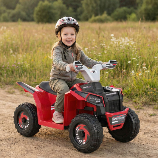 6V Kids Electric ATV Quad Car with Detachable Trailer-Red
