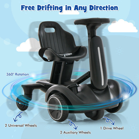 6V Kids Ride on Drift Car with 360¡ã Spin and 2 Adjustable Heights-Black