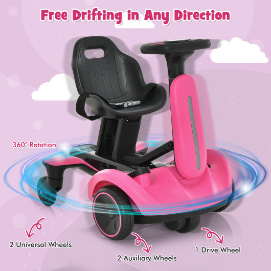 6V Kids Ride on Drift Car with 360¡ã Spin and 2 Adjustable Heights-Pink