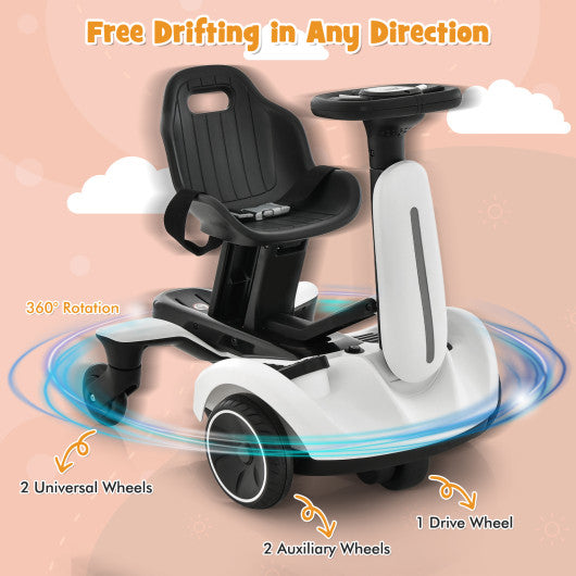 6V Kids Ride on Drift Car with 360¡ã Spin and 2 Adjustable Heights-White