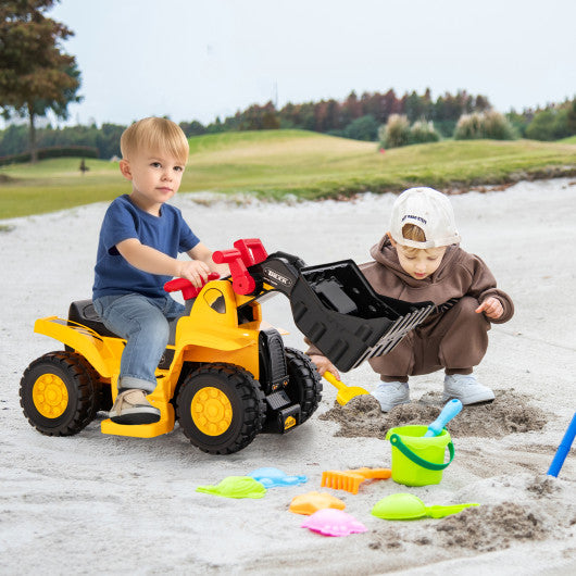 6V Kids Ride On Bulldozer with Folding Basketball Hoop and Balls
