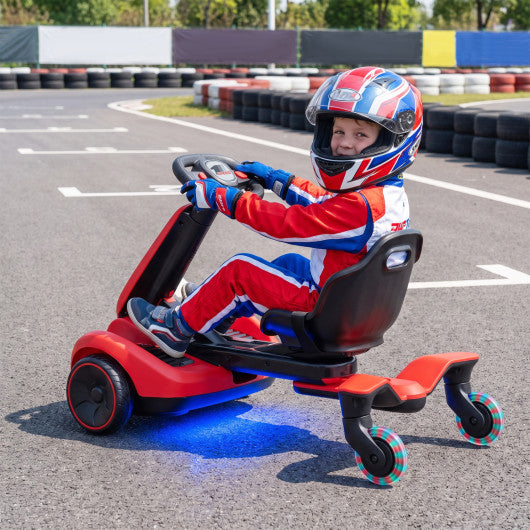 6V Ride-on Drift Car with Lights and Adjustable Seat-Red