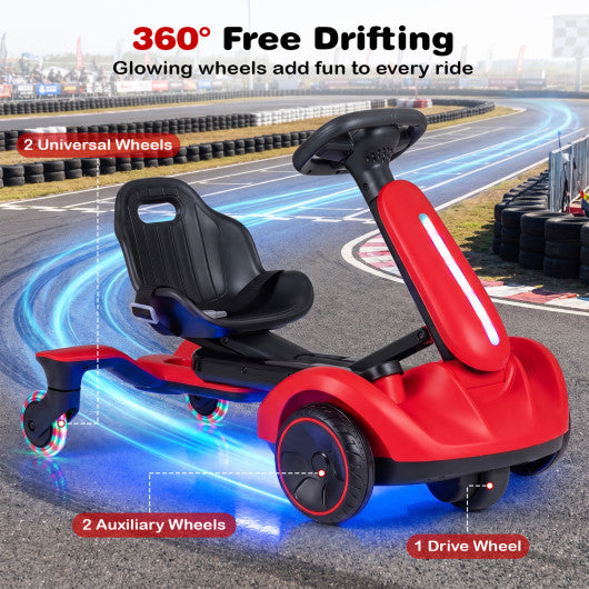 6V Ride-on Drift Car with Lights and Adjustable Seat-Red