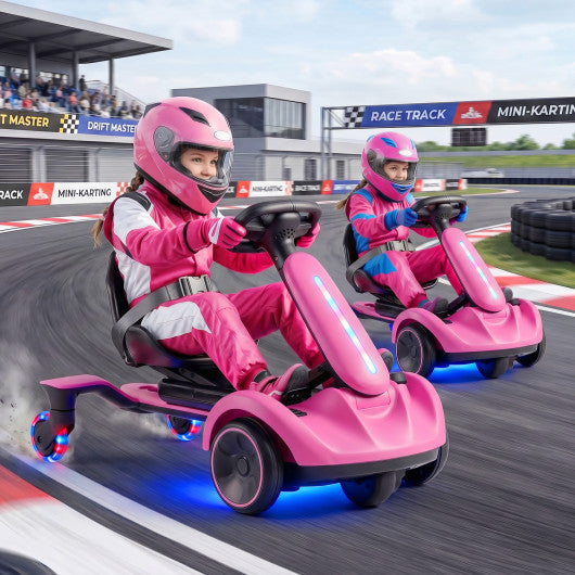 6V Ride-on Drift Car with Lights and Adjustable Seat-Pink