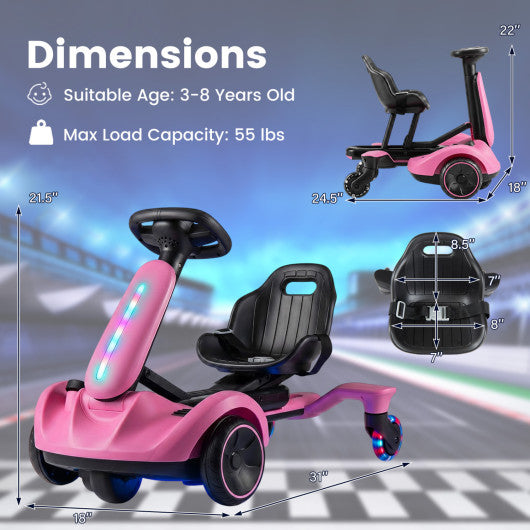 6V Ride-on Drift Car with Lights and Adjustable Seat-Pink