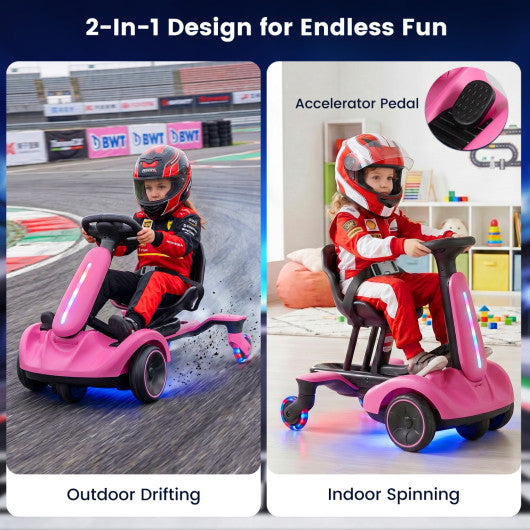6V Ride-on Drift Car with Lights and Adjustable Seat-Pink