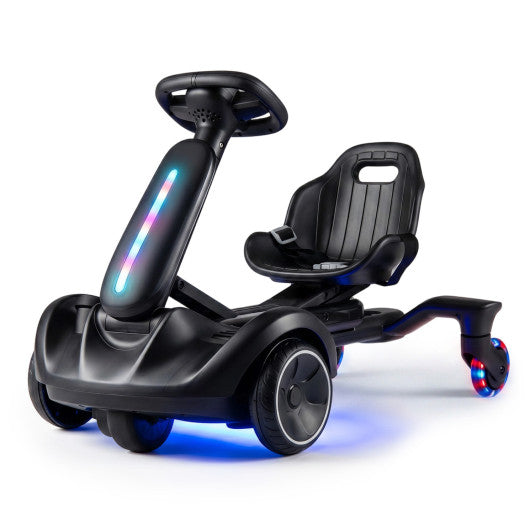 6V Ride-on Drift Car with Lights and Adjustable Seat-Black