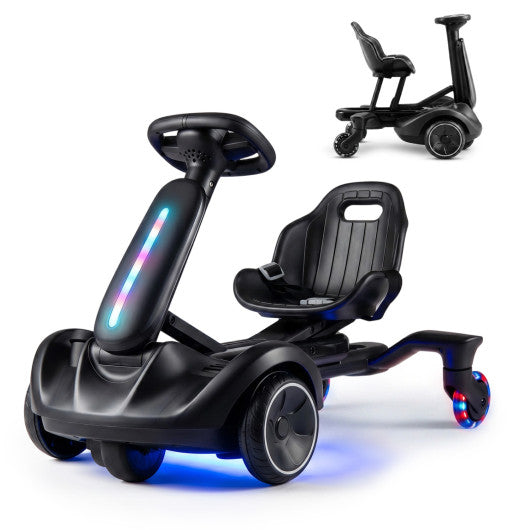 6V Ride-on Drift Car with Lights and Adjustable Seat-Black
